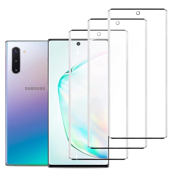 ZYQEEE 3-Pack Clear Screen Protector Tempered Glass for Samsung Galaxy Note 10 Plus,Easy Installation, Case Friendly for Samsung Note 10 Plus