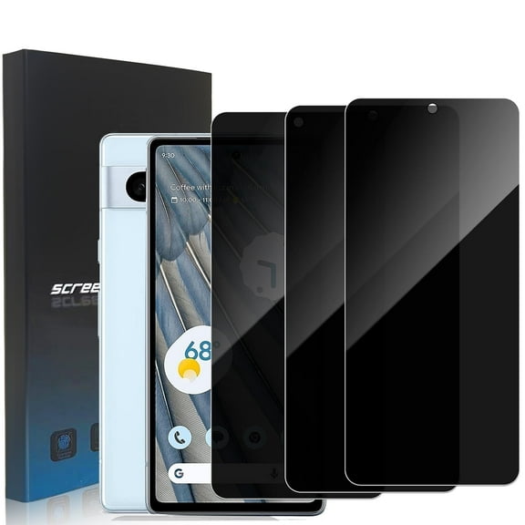 ZYQEEE Privacy Screen Protector Compatible for Google Pixel 7a - 6.1", Anti-Spy Tempered Glass Protective Film,Easy Install Bubble-Free,Case Friendly,3 Pack