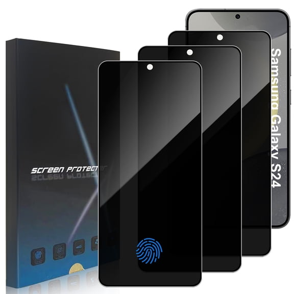 ZYQEEE Privacy Screen Protector for Samsung Galaxy S24 5G 6.2", Scratch Resistant Anti-Spy Tempered Glass Film, Bubble Free, Easy Installation,Case Friendly,3 Pack