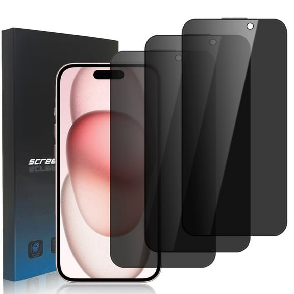 ZYQEEE [3 Pack] Privacy Screen Protector Compatible for iPhone 15 - 6.1", Tempered Glass Film Anti-spy 9H Hardness, Scratch Resistant, Case Friendly, Bubble Free