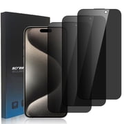 ZYQEEE 3 Pack Privacy Screen Protector Compatible for iPhone 15 Pro Max - 6.7, Anti-Spy Tempered Glass, Bubble-Free, Easy Install