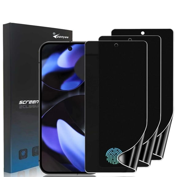ZYQEEE 3 Pack Privacy Screen Protector for Google pixel 9 - 6.3",Anti-Spy Hydrogel Soft TPU Protective Film, Fingerprint Compatible, Curved Full Coverage [Not Tempered Glass]