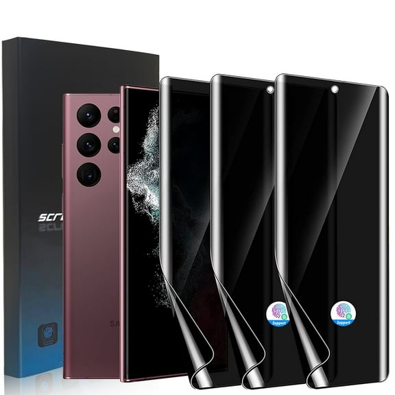 ZYQEEE Privacy Screen Protector for Samsung Galaxy S22 Ultra, Anti-Spy Flexible TPU Hydrogel Film for Galaxy S22 Ultra 5G, Support Fingerprint Unlock,Curved Coverage, 3 Pack