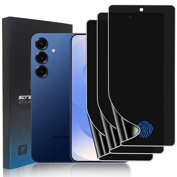 ZYQEEE Privacy Screen Protector for Samsung Galaxy S25, Anti-Spy Flexible TPU Hydrogel Film for Galaxy S25, Support Fingerprint Unlock,Curved Coverage, 3 Pack