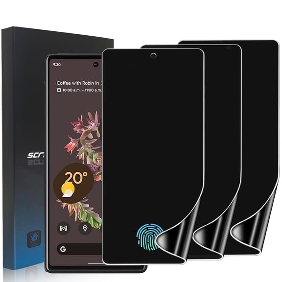 ZYQEEE 3 Pack Privacy Screen Protector for Google Pixel 6 6.4", Anti-Spy Flexible TPU Hydrogel Film, Support Fingerprint Unlock,Curved Coverage