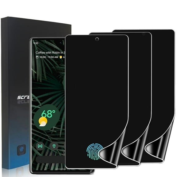 ZYQEEE 3 Pack Privacy Screen Protector for Google Pixel 6 Pro 6.7", Anti-Spy Flexible TPU Hydrogel Film, Support Fingerprint Unlock,Curved Coverage