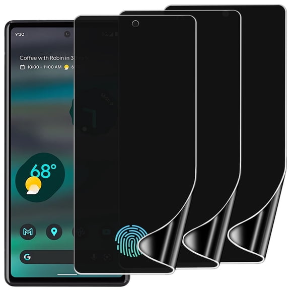 Zonyee 3 Pack Privacy Screen Protector for Google [Pixel 6a] 6.1", Anti-Spy Flexible TPU Hydrogel Film, Support Fingerprint Unlock,Curved Coverage