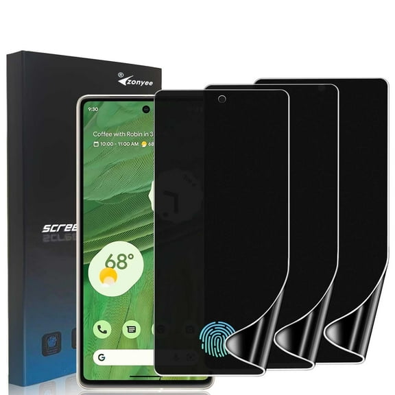 ZYQEEE 3 Pack Privacy Screen Protector for Google Pixel 7 - 6.3",Anti-Spy Hydrogel Soft TPU Protective Film, Fingerprint Compatible, Curved Full Coverage [Not Tempered Glass]
