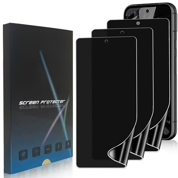 ZYQEEE 3 Pack Privacy Screen Protector for Google pixel 8a - 6.1",Anti-Spy Hydrogel Soft TPU Protective Film, Fingerprint Compatible, Curved Full Coverage [Not Tempered Glass]