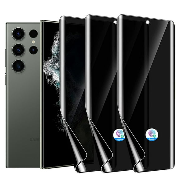 ZYQEEE Privacy Screen Protector for Samsung Galaxy S23 Ultra, Anti-Spy Flexible TPU Hydrogel Film for Galaxy S23 Ultra 5G, Support Fingerprint Unlock,Curved Coverage, 3 Pack