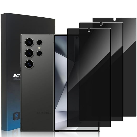 ZYQEEE Privacy Screen Protector for Samsung Galaxy S24 Ultra 5G 6.8", Scratch Resistant Anti-Spy Tempered Glass Film, Bubble Free, Easy Installation,Case Friendly,3 Pack