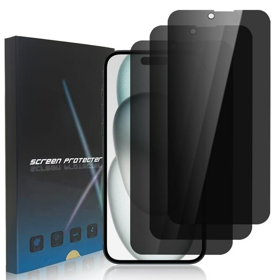 ZYQEEE [3 Pack] Privacy Screen Protector for iPhone 15 - Tempered Glass Anti-Spy, Case Friendly Scratch-proof, Bubble Free, Ultra Resistant