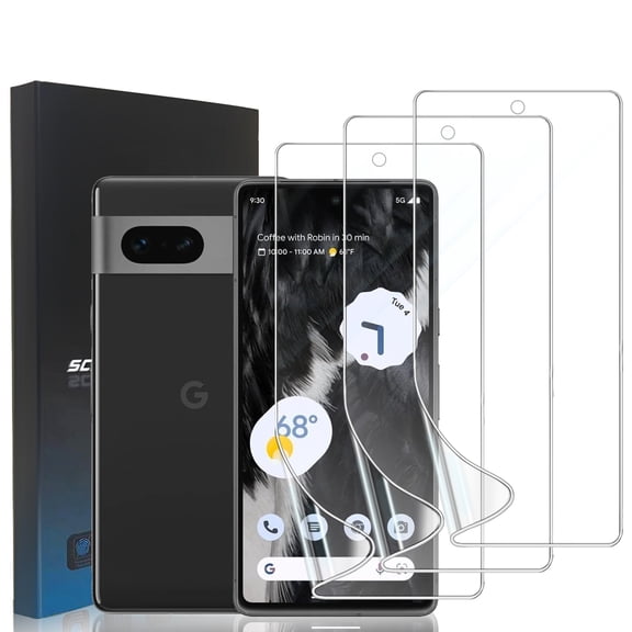 ZYQEEE 3 Pack Screen Protector for Google Pixel 7, 6.3 inch HD Hydrogel Soft TPU Protective Film, Fingerprint Compatible, Curved Full Coverage [Not Tempered Glass]