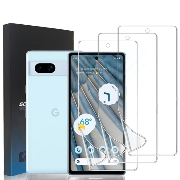 ZYQEEE 3 Pack Screen Protector for Google Pixel 7a, 6.1 inch HD Hydrogel Soft TPU Protective Film, Fingerprint Compatible, Curved Full Coverage [Not Tempered Glass]