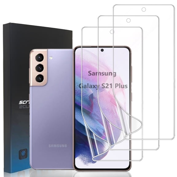 ZYQEEE 3 Pack Screen Protector for Samsung Galaxy S21 Plus 5G 6.7", HD Hydrogel Film Soft TPU Protective Film, Support Fingerprint, Curved Coverage