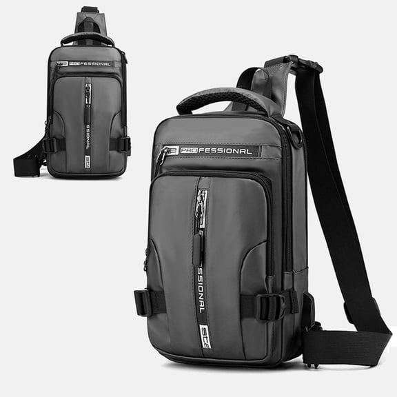 ZYQEEE Men Crossbody Bags Gray, Nylon Sling Bag Travel Shoulder Backpack for Outdoor Hiking Camping