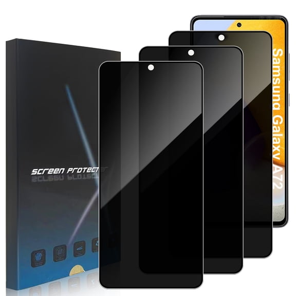ZYQEEE Privacy Screen Protector Tempered Glass for Samsung Galaxy A72 - Scratch Resistant Protective Film - Easy Installation Edge to Edge Protection - Bubble Free