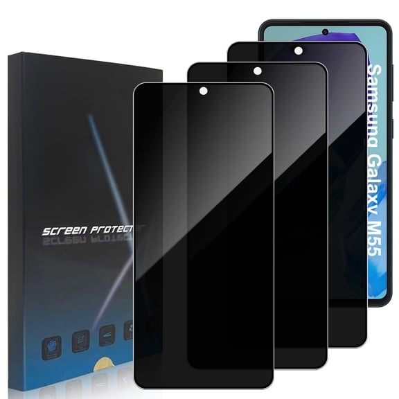 ZYQEEE Privacy Screen Protector Tempered Glass for Samsung Galaxy M55 - Scratch Resistant Protective Film - Easy Installation Edge to Edge Protection - Bubble Free