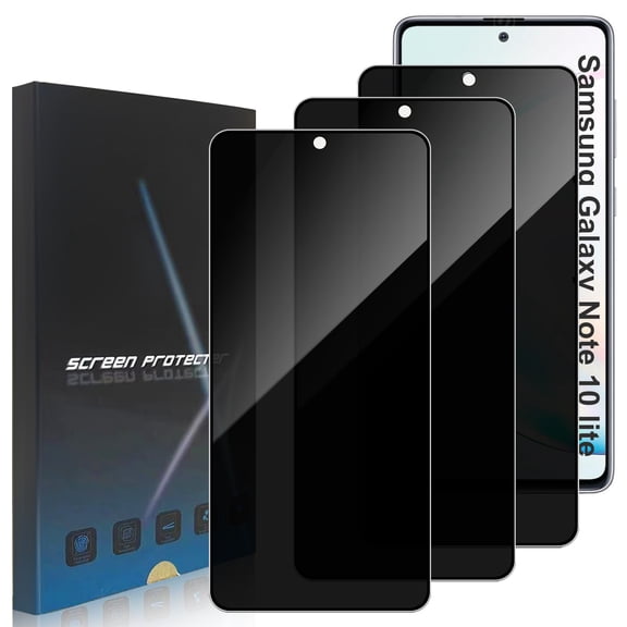 ZYQEEE Privacy Screen Protector Tempered Glass for Samsung Galaxy Note 10 Lite - Scratch Resistant Protective Film - Easy Installation Edge to Edge Protection - Bubble Free