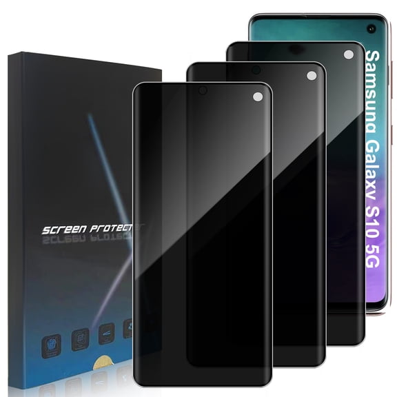ZYQEEE Privacy Screen Protector Tempered Glass for Samsung Galaxy S10 5G- Scratch Resistant Protective Film - Easy Installation Edge to Edge Protection - Bubble Free