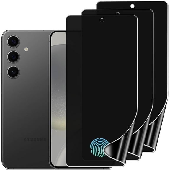 ZYQEEE Privacy Screen Protector for Samsung Galaxy S24, Anti-Spy Flexible TPU Hydrogel Film for Galaxy S24, Support Fingerprint Unlock,Curved Coverage, 3 Pack