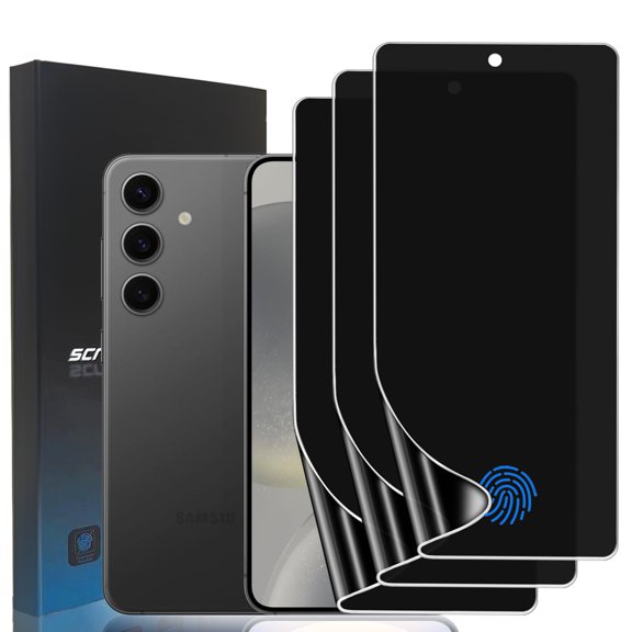 ZYQEEE Privacy Screen Protector for Samsung Galaxy S24 5G, Anti-Spy TPU Protective Film,Support Fingerprint Unlock,Curved Coverage [Not Tempered Glass], 3 Pack