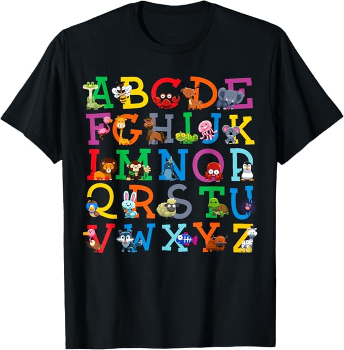 Zoo Animal Alphabet ABCs Animals Learning AZ ABC Letters TShirt