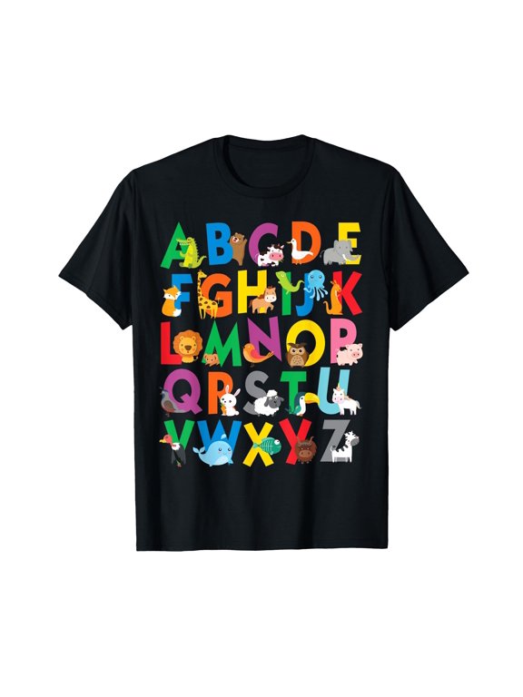 Zoo Animal Alphabet Shirt ABCs Learning Letters Boys Girls T-Shirt