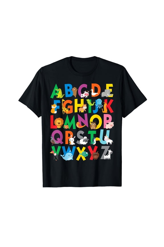 Zoo Animal Alphabet Shirt ABCs Learning Letters Boys Girls T-Shirt