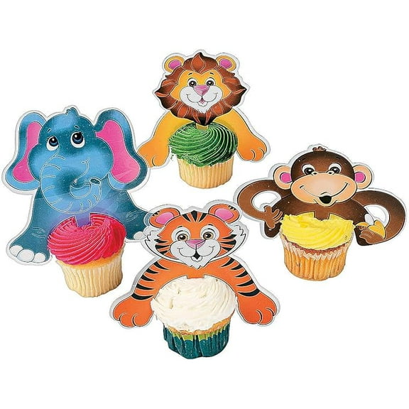 Zoo Animal Cupcake Character Picks - Party Supplies - 24 Pieces