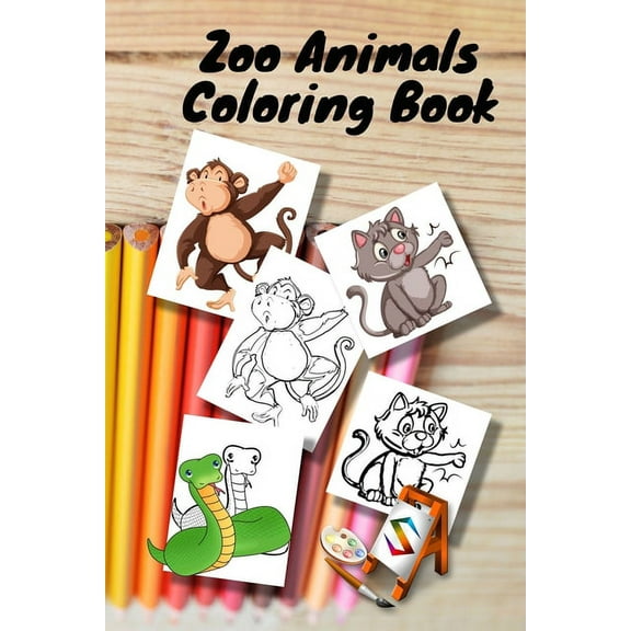 Zoo Animals Coloring Book: size 6 x 9 in for girls and boys aged 2 to 6 years old, (Paperback)