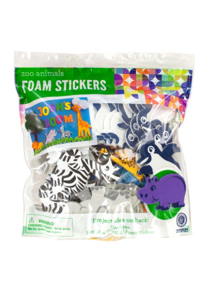 Zoo Animals Foam Stickers, 12 Count