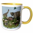 thumbnail image 1 of 3drose, Zoo Animals Fun Art, 11oz Two-tone Yellow Mug, 1 of 6
