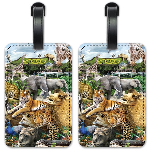 Zoo Animals - Luggage ID Tags / Suitcase Identification Cards - Set of 2