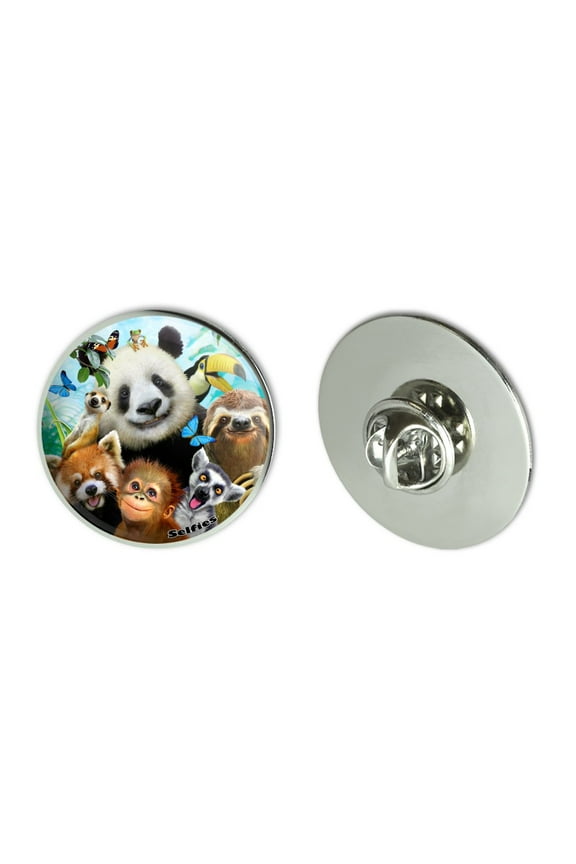 Zoo Animals Selfie Panda Bear Sloth Meercat Monkey Lemur Metal 1.1" Tie Tack Hat Lapel Pin Pinback