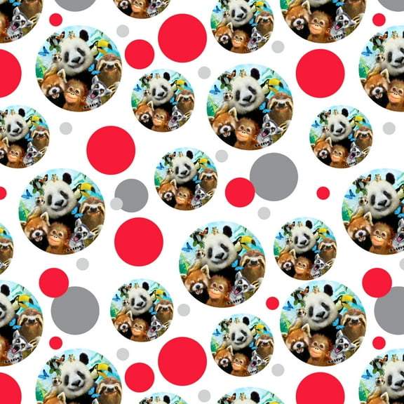 Zoo Animals Selfie Panda Bear Sloth Meercat Monkey Lemur Premium Gift Wrap Wrapping Paper Roll