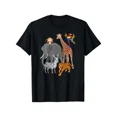 thumbnail image 1 of Zoo Animals T-Shirt - 100% Cotton Casual Short Sleeve Tee with Vibrant 3D All-Over Print, Playful Elephant Giraffe Zebra Parrot Design for Men Women, 1 of 4