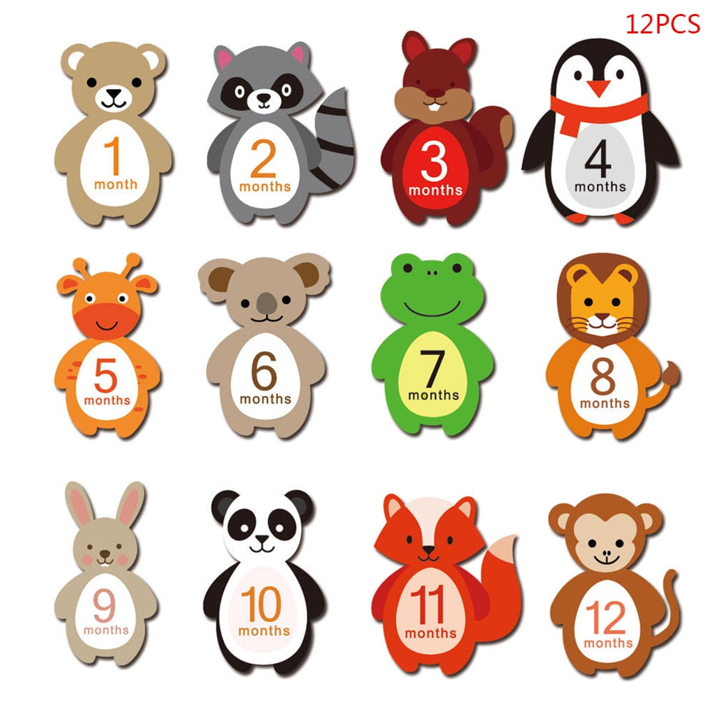 Zoo Baby Milestone Stickers Unisex Photo Stickers Belly Stickers Jungle ...
