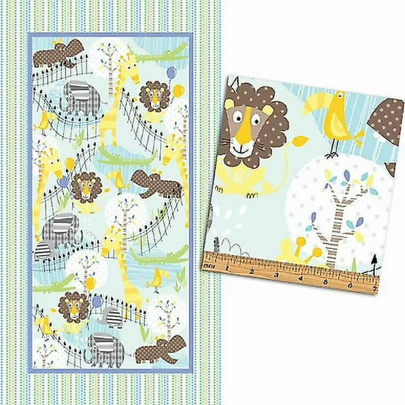 Zoo Baby Panel 23 x 44 inch Childrens Cotton Fabric by Benartex