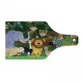 thumbnail image 1 of Zoo Cutting Board, Animals in the Jungle Funny Expressions Exotic Comic Cheer Natural Habitat Illustration, Tempered Glass Cutting and Serving Board, Wine Bottle Shape, Multicolor, by Ambesonne, 1 of 1