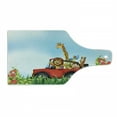 thumbnail image 1 of Zoo Cutting Board, Cartoon Style Wildlife Animals Riding a Car in Park with Grass and Roses Journey Trip, Tempered Glass Cutting and Serving Board, Wine Bottle Shape, Multicolor, by Ambesonne, 1 of 1