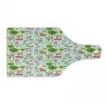 thumbnail image 1 of Zoo Cutting Board, Happy Friendly Jungle Animals Giraffe Monkey and Butterfly Trees Flowers Zoo Nature, Tempered Glass Cutting and Serving Board, Wine Bottle Shape, Multicolor, by Ambesonne, 1 of 1