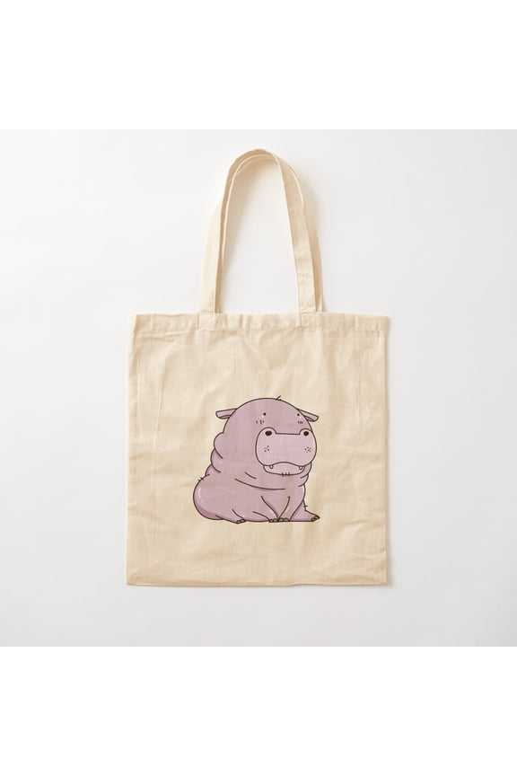 Zoo, Hippo Canvas Tote Bags, Reusable Shopping Bag