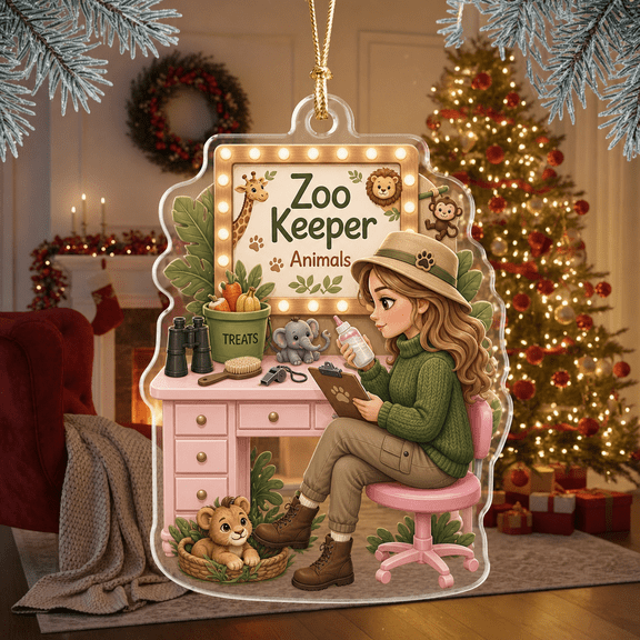 Zoo Keeper Acrylic Ornament for Animal Lovers, Holiday Tree Gift for Keepers