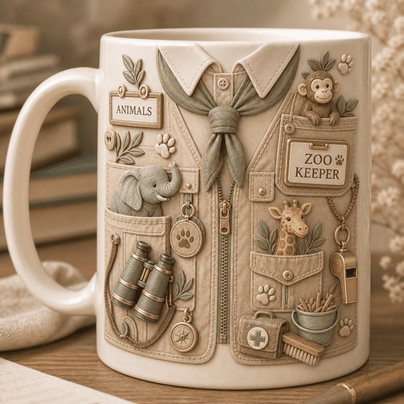Zoo Keeper Mug Animal Lover Coffee Cup Gift for Zookeepers, Wildlife Staff, Caretakers