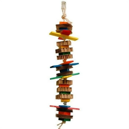 Zoo Max Exotic Bird Toy: Colorful Wood, Kraft Paper Rope, and Cotton, Non-Toxic and Boredom-Reducing