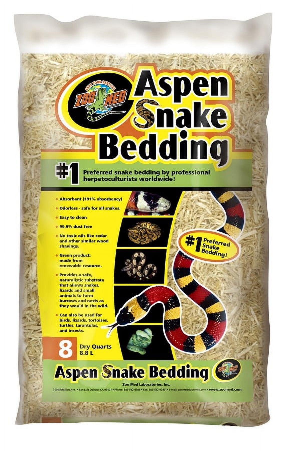Zoo Med Aspen Snake Bedding Odorless and Safe for Snakes, Lizards