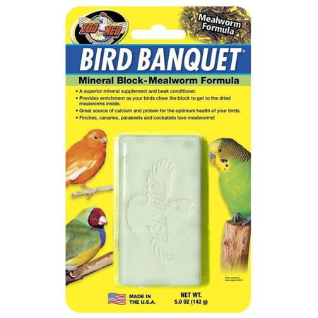 Zoo Med Bird Banquet Mineral Block - Mealworm Formula Large - 5 oz Block