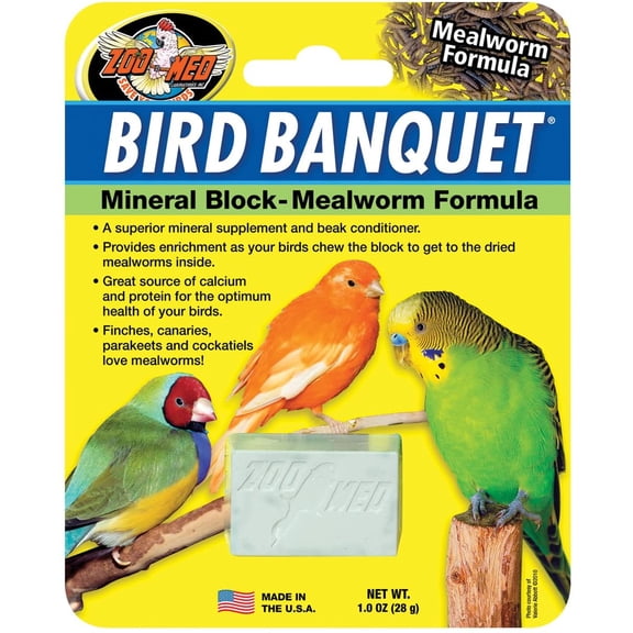 Zoo Med Bird Banquet Mineral Block Mealworm Formula Small