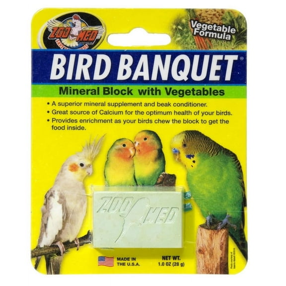 Zoo Med Bird Banquet Mineral Block with Vegetables [Food & Treats] 12 count